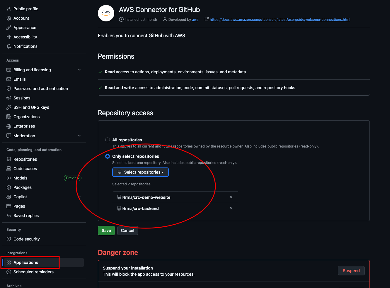 Add frontend repo to aws connector